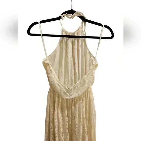 Abercrombie & Fitch Cream Floral Lace Halter Dress Flowy Feminine Fairy - Picture 6 of 11